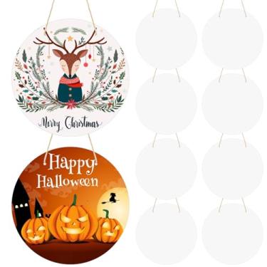 Imagem de 20 peças de placas de disco de sublimação de alumínio para pendurar, 30,5 cm inacabado em branco cabide de porta, ornamento de sublimação em branco porta 1 placa decorativa, porta faça você mesmo 1