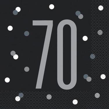 Imagem de Guardanapos descartáveis de almoço de 16 cm Glitz Party 70th Birthday - 16 Ct.