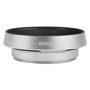 Imagem de Para-sol universal de liga de alumínio portátil oca para lente de câmera prateada com para-sol chanfrado e otimização para sombra de lente. Compacto e leve, este para-sol para lente de câmera é desi