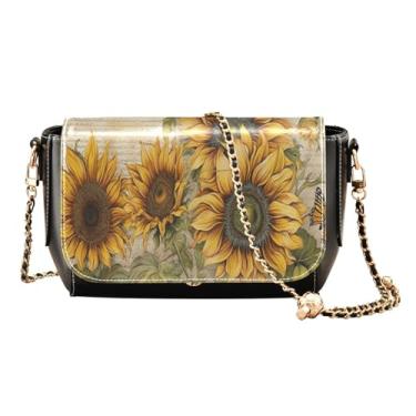 Imagem de GAIGEO Lindas bolsas transversais de couro joaninha vermelha, bolsas transversais para mulheres médias, Cartão postal de borboleta de flor de girassol, One Size