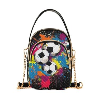 Imagem de As bolas de futebol com cores são bolsa de ombro salpicada para mulheres, bolsa transversal com alça removível, bolsas transversais ajustáveis, Bolas de futebol com cores salpicadas - 2, One Size