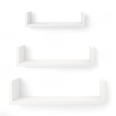 Imagem de Kit Prateleira Nicho Em U De Mdf Branco Com 3 Peças 40/50/60 cm