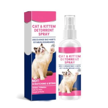 Imagem de Olsdeeool Spray dissuasor para gatos, spray repelente natural de 200 ml, antiarranhões para móveis, sofás, tapetes, cortinas, plantas, ambientes internos e externos, mantém os gatos afastados, sem