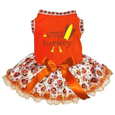 Imagem de Petitebella Vestido de cachorro Little Turkey Tail Puppy (renda laranja/peru, médio)