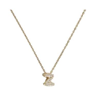 Imagem de Colar De Letras Em Ouro Com Pingente De Iniciais Em Zircônia E Corrent