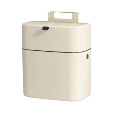 Imagem de Lixeira Retangular De Parede Estreita 9L Com Tampa, Alta Capacidade De