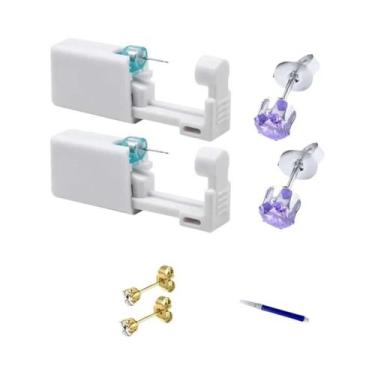 Imagem de Kit De Pistola De Perfuração De Orelha Descartável Com Brincos E Brinc