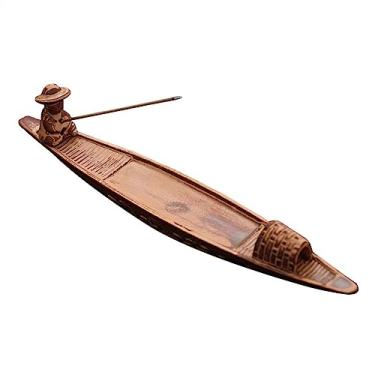 Imagem de porta-vara de incenso Pessoa idosa personalizada pesca design assento de incenso zen retro queimador decoração mesa escritório em casa