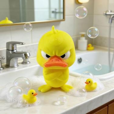 Imagem de Estatueta colecionável Angry Duck, 1 peça de decoração expressiva de pato em pé com cara de beicinho para mesa, prateleira ou exibição
