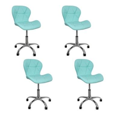 Imagem de Kit 4 Cadeiras Escritório Slim Vegas Base Giratória Estofada Ciano - D