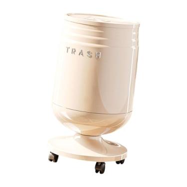 Imagem de Bothyi Lixeira com Rodinhas, Decorativa, Multiuso, de Grande Capacidade, Ideal para Dormitório, Sala de Estar, Cozinha e Banheiro, Branco, M
