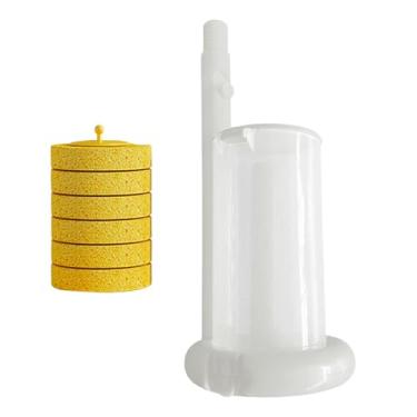 Imagem de Baoblaze Conjunto de escova de vaso sanitário com suporte para fixação na parede, limpeza profunda e 6 refis para hotel, casa e dormitório. Ideal para limpeza, Branco