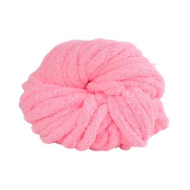Imagem de Esquirla Fio de chenille grosso para tricô manual, macio, 2 cm, ideal para chapéus, tecelagem, mantas, camas e cercas, Rosa