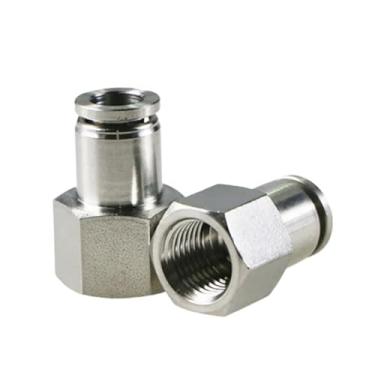 Imagem de ONECMN Conector pneumático PCF 304 aço inoxidável 1/8 1/4 3/8 1/2 BSP rosca interna conector rápido tubo de ar da mangueira (PCF 6-02)