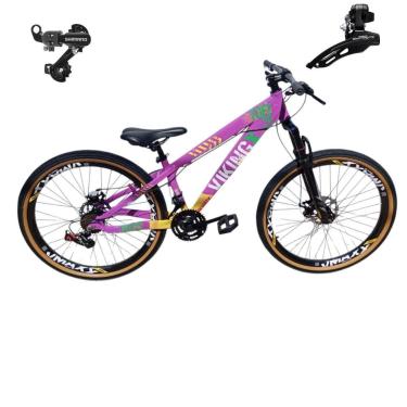 Imagem de Bicicleta 26 VikingX T25 21v Freeride Cambios Shimano Suspensão Pneu Slick FinoFx Amarela1.50-Unissex