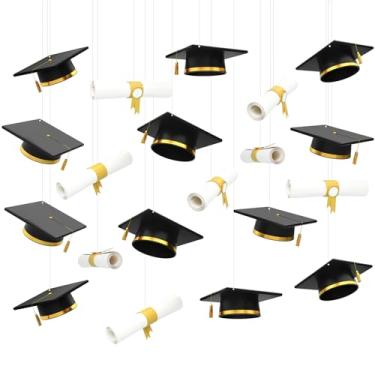 Imagem de Epakh 20 PCS Padrão 3D Decoração de Festa de Formatura Faixa Pendurada Enfeite de Diploma para Senior Masters College Parabéns Decoração Suprimentos (10 Estilos)