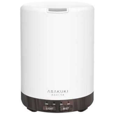 Imagem de ASAKUKI Difusor de óleos essenciais de 300 ml, umidificador premium silencioso 5 em 1, difusor de aroma de fragrância natural, com 7 luzes LED que mudam de cor e interruptor de segurança de desligamento automático