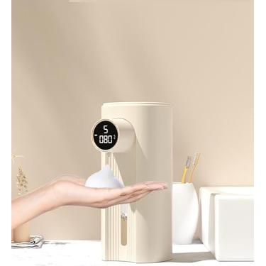 Imagem de W5 máquina de lavar à mão por indução automática recarregável mãos livres moderna elegante máquina desinfetante automática para as mãos, para banheiro e cozinha - bege