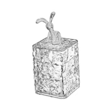 Imagem de Ｂｅｓｇａ Porta-palitos, porta-cotonetes, organizador, fofo, decorativo, recipiente, transparente, com tampa para escritório, casa e banheiro, Quadrado