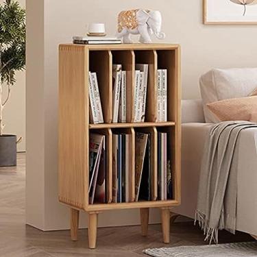 Imagem de Estante De Cubo De Registro De Madeira De Pinho Com 2 Prateleiras, Cubo De Armazenamento De Vinil Vintage Prateleira Giratória Com 4 Registros De Armazenamento, Cabe 140 Registros LP, 45 * 32 * 89