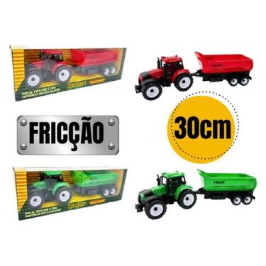 Imagem de Trator Carrinho Fricção Caçamba Fazendinha Brinquedo Faz de Conta Meni