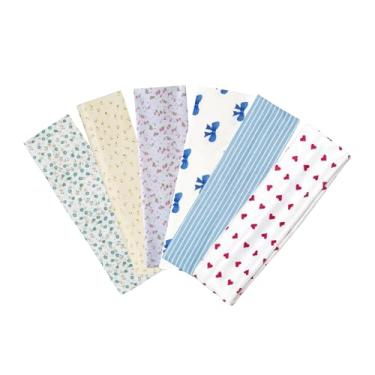 Imagem de Pacote com 6 faixas de cabelo modernas para mulheres, faixas elásticas antiderrapantes de algodão, faixas de cabelo curto florais para ioga, tênis, basquete, corrida, academia, malhar