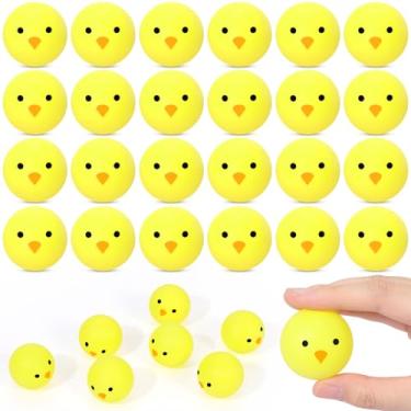 Imagem de Soulchen 24 peças de bolas de tênis de mesa de plástico novidade adereços de estresse de 4,6 cm para festa, decoração de praia, cerveja, jogos, lembrancinhas de festa (pintinho de Páscoa)