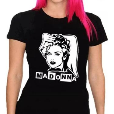 Imagem de Camiseta Feminina Baby Look Madonna Rainha Pop - SEMPRENALUTA, Preto, 