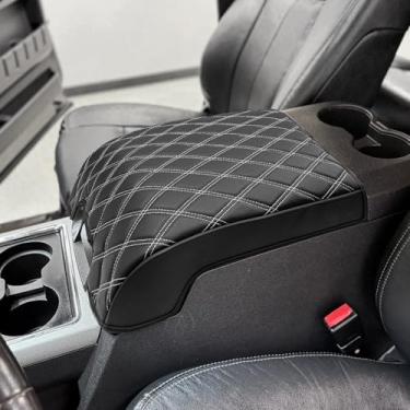 Imagem de KBH Capa de apoio de braço para console central para Ford F250 F350 F450 F550 2011-2016, console de assento de balde, protetor de tampa do console médio, almofada de caixa de descanso de braço