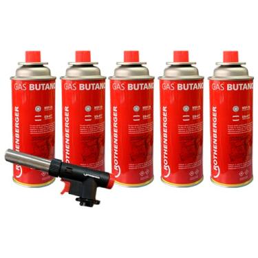 Imagem de Kit Maçarico Portátil Super Fire + 5 Gás Butano