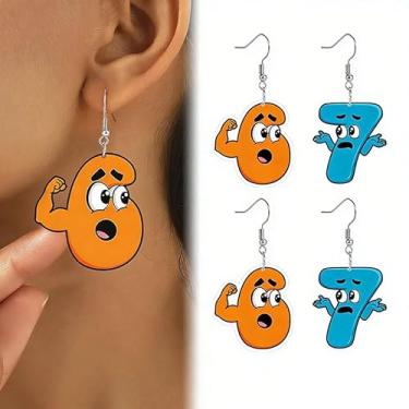 Imagem de Brinco de acrílico 6 e 7 pingentes, joias modernas, presente popular para esposa, mulheres, amigas, família, colega de trabalho, brinco engraçado, one size, Acrílico, Sem pedra preciosa