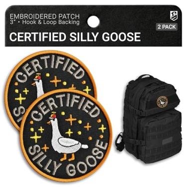 Imagem de Bluyellow Conjunto de 2 peças de remendo de ganso silly certificado, bordado de gancho e laço tático militar engraçado meme para mochila tática, colete, arnês de cachorro, adesivos de ganso bobo