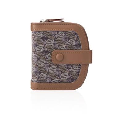 Imagem de Carteiras pequenas para mulheres, carteiras fofas textura PU carteira feminina porta-cartões dobrável com porta-moedas carteira com zíper, Marrom, Carteira feminina
