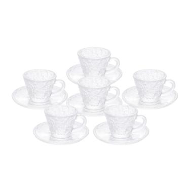Imagem de Conjunto 6 Xícaras de Café de Cristal Martelado com Pires Petra 70ml - Lyor
