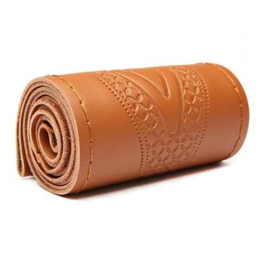 Imagem de Conjunto geral para volante de carro de 38 cm para quatro estações, trança de envoltório de volante em relevo (marrom)