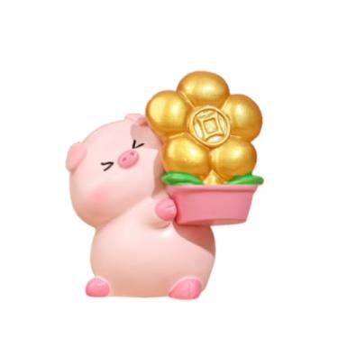 Imagem de Estatueta de resina artesanato animal estatuetas estilo chinês bênção porco estátua engraçada bonito ano (estilo 3)