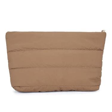 Imagem de Bolsa clutch simples, bolsa de pulso de algodão de cor sólida com compartimentos para cartão para mulheres, festas noturnas, uso diário, Caqui, Medium