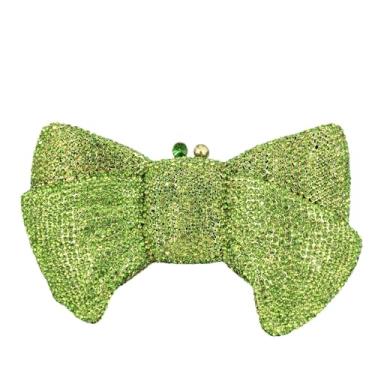 Imagem de Usuisy Novidade Bolsa clutch de cristal com laço feminino designer bolsas noturnas festa nupcial strass bolsa clutch bolsa de formatura, pequena, A - verde, Small