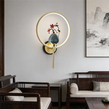 Imagem de OUFULA Contemporânea Lâmpada de parede LED Chinês Criativo Sala Quarto Estudo Villa Hotel Casa de Chá Corredor Escadas Luz (Estilo 19)