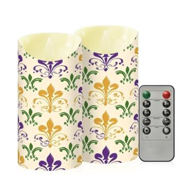Imagem de Wassud Pacote com 2 velas de textura de carnaval sem chamas com controle remoto, velas realistas cintilantes com temporizador, velas decorativas para Natal, casamento, festa, decoração de casa média