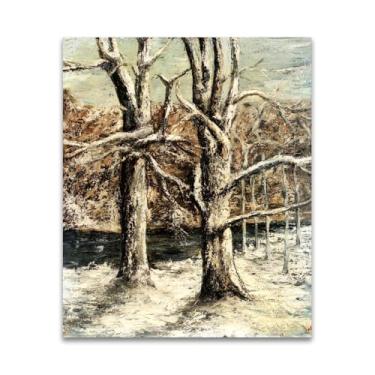 Imagem de Reprodução de pinturas famosas de Gustave Courbet- (Woods in the Snow) Impressão em tela Imagens de arte de parede para decoração de sala de estar (30 x 40 cm (11,8 x 15,7 pol)/sem moldura)