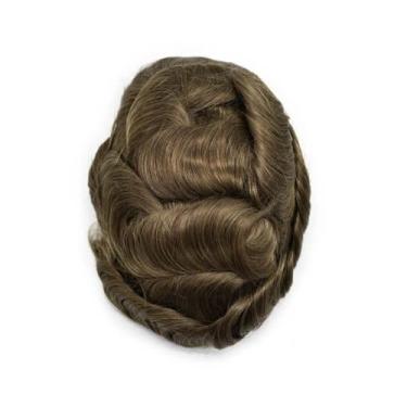 Imagem de Aplique de testa Peruca de cabelo humano para homens, linha fina invisível, renda superior, perímetro pele pu, masculino(6#)