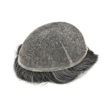 Imagem de Aplique de testa Sistema de cabelo humano peças completa renda suíça peruca masculina respirável prótese masculino