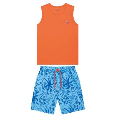 Imagem de Conjunto Infantil Menino Regata Laranja/Bermuda Onda Marinha-Masculino
