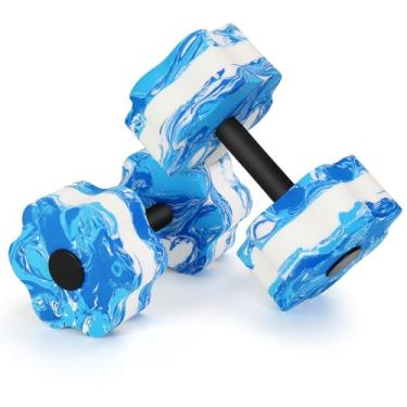 Imagem de Halteres aquáticos de camuflagem, conjunto de 2 halteres aquáticos aquáticos para exercícios de barra de mão, halteres de espuma de exercícios aeróbicos aquáticos, resistência à piscina para perda de