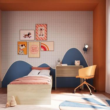 Imagem de Cama Infantil com Escrivaninha Curve Carvalho