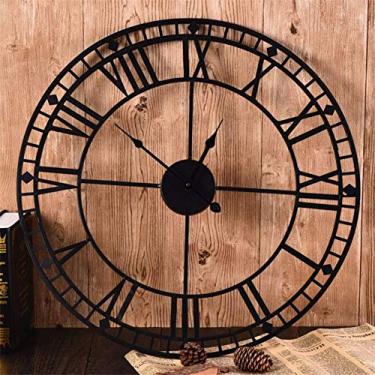 Imagem de U5GAAALPPQ9 Relógios de parede 80 cm grande metal decorativo números romanos 3D esqueleto relógio silencioso preto para cozinha, quarto, jardim, sala de estar, estudo, escritório preto