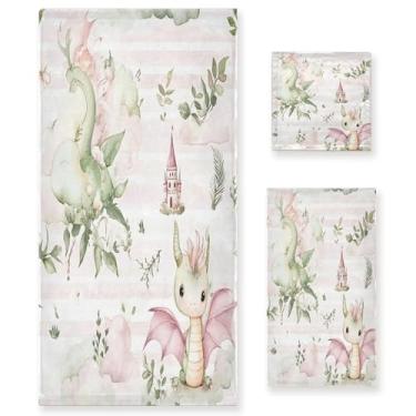 Imagem de xigua Lindo conjunto de toalhas de banheiro dragão bebê absorvente macio 3 peças toalha de banho toalha de mão toalhas decorativas para banheiro, academia, hotel, praia, piscina