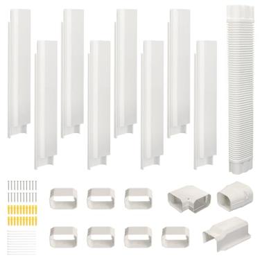 Imagem de SUREPHON Conjunto de capa de mini linha dividida de 10 cm, 13,5 m, kit de capa para mini divisão com duto flexível, pintável DIY para mini ar condicionado split, AC central, HVAC e bomba de calor