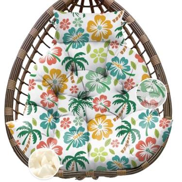 Imagem de Tycdiose Almofada de substituição para cadeira de ovo pendurada ao ar livre, almofadas extra grandes à prova d'água para balanço de ovo com almofada de encosto de cabeça e laços, almofada espessa em